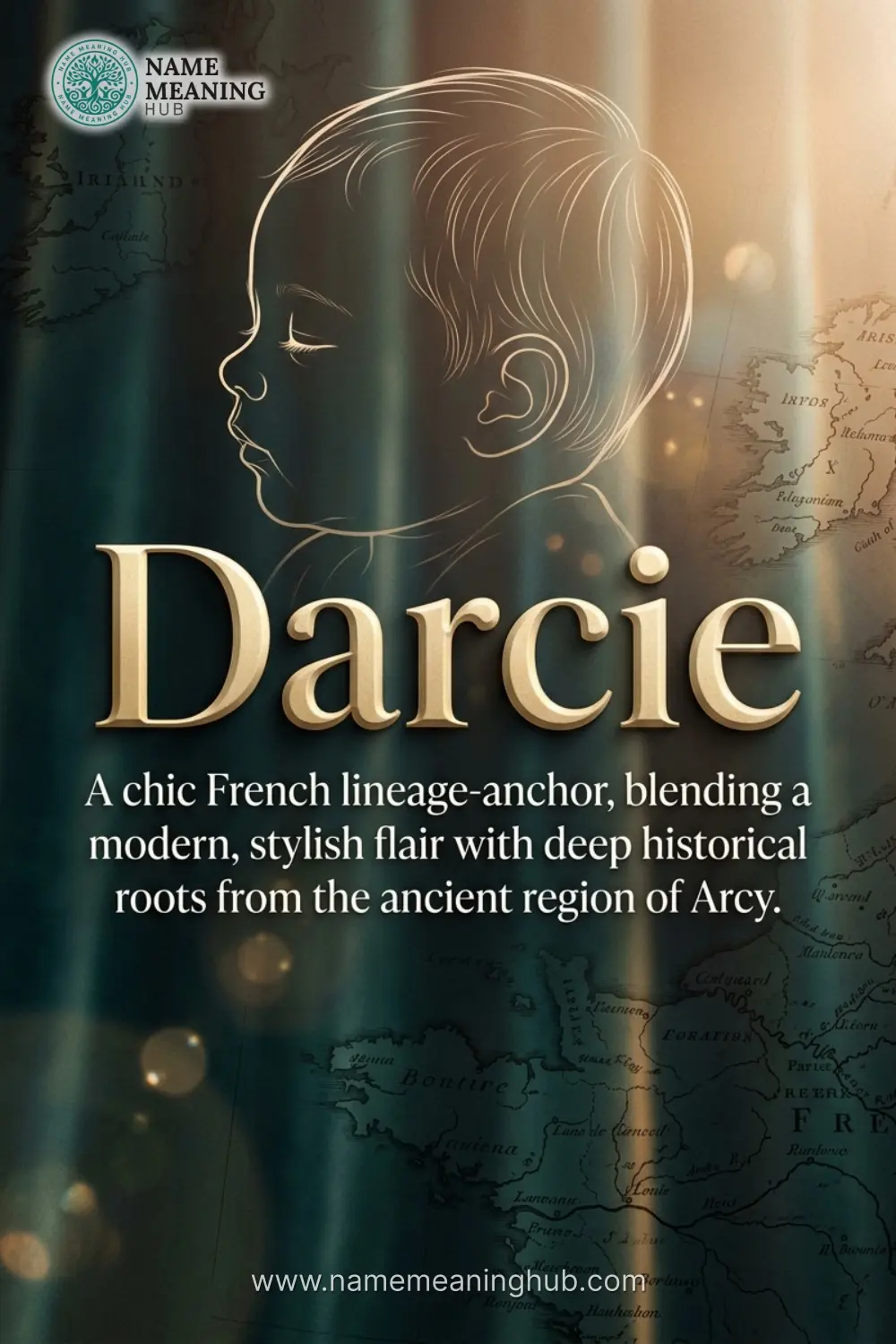 Meaning of the name Darcie: A chic French lineage-anchor, blending a modern, stylish flair with deep historical roots from the ancient region of Arcy.
