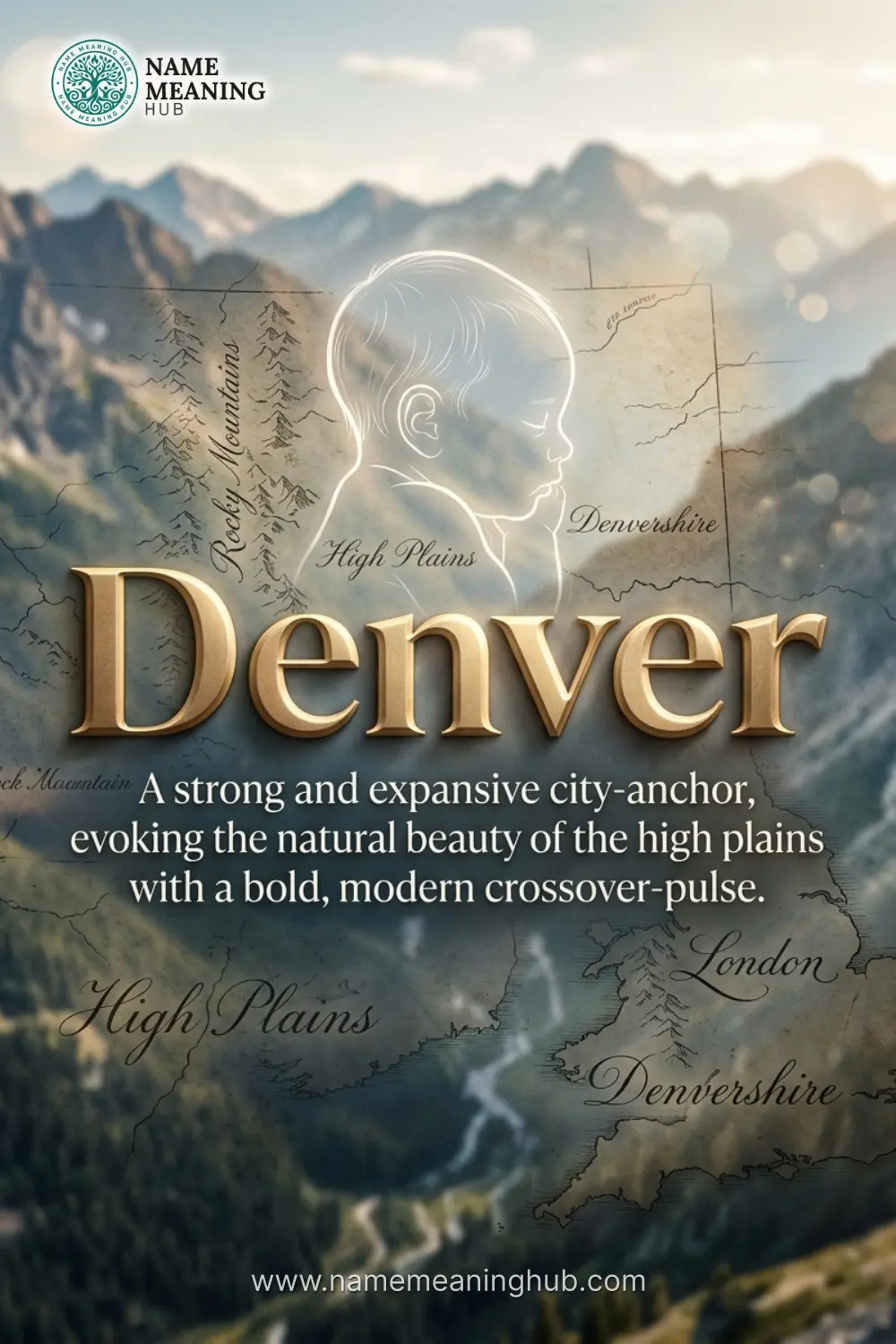 Meaning of the name Denver: A strong and expansive city-anchor, evoking the natural beauty of the high plains with a bold, modern crossover-pulse.