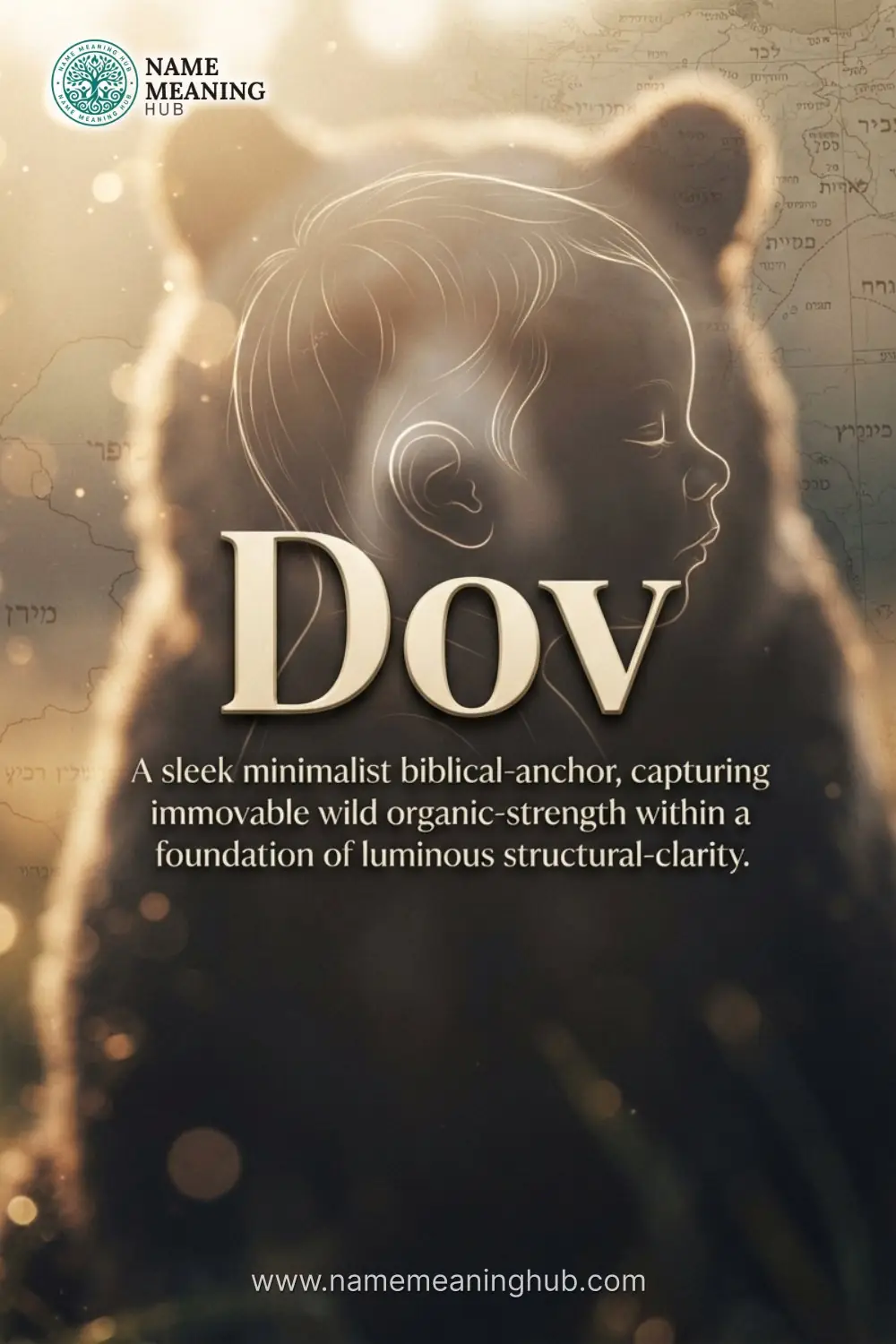 Meaning of the name Dov: A sleek minimalist biblical-anchor, capturing immovable wild organic-strength within a foundation of luminous structural-clarity.