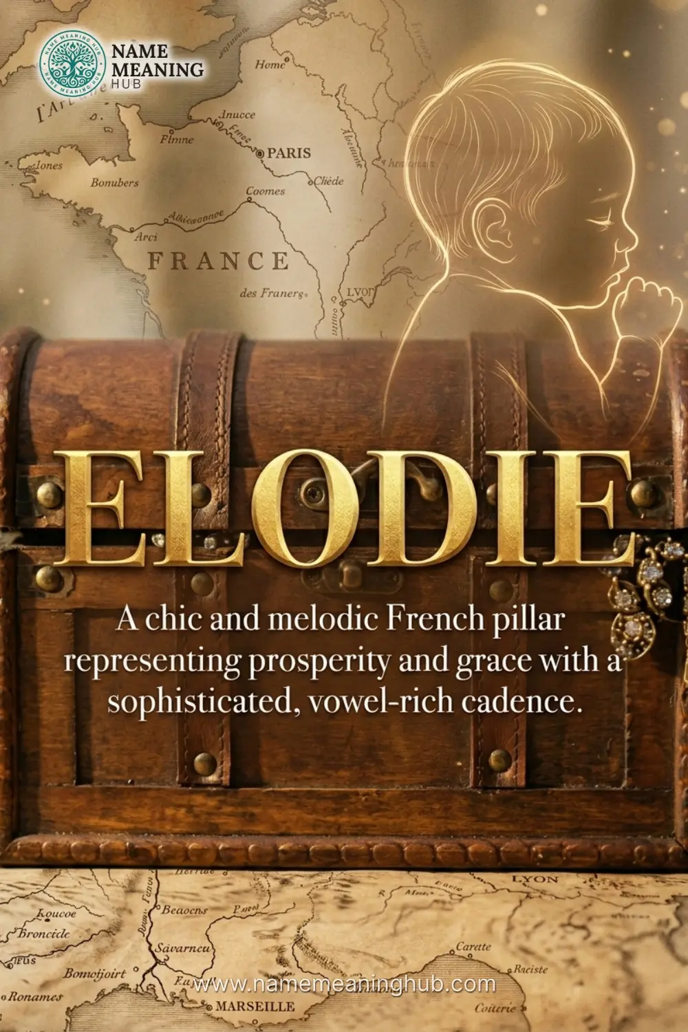 Meaning of the name Elodie: A chic and melodic French pillar representing prosperity and grace with a sophisticated, vowel-rich cadence.