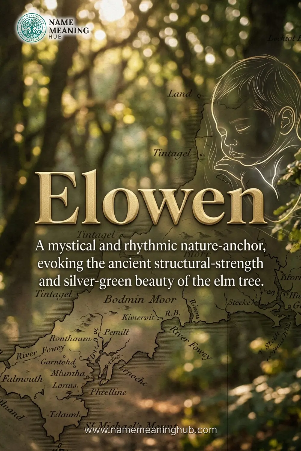 Meaning of the name Elowen: A mystical and rhythmic nature-anchor, evoking the ancient structural-strength and silver-green beauty of the elm tree.