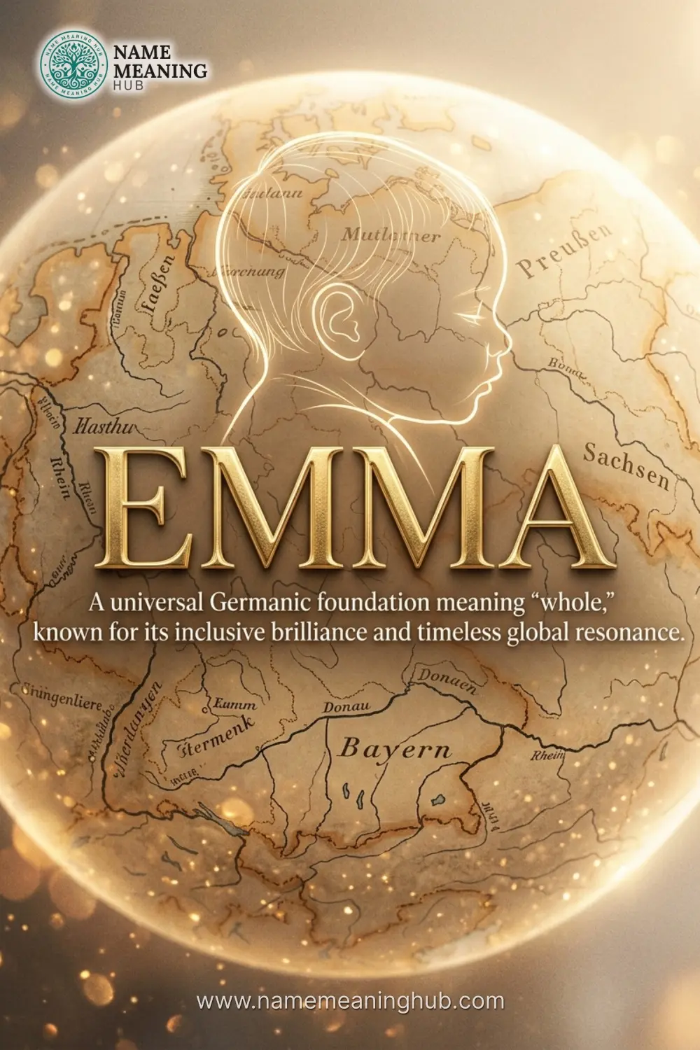 Meaning of the name Emma: A universal Germanic foundation meaning "whole," known for its inclusive brilliance and timeless global resonance.