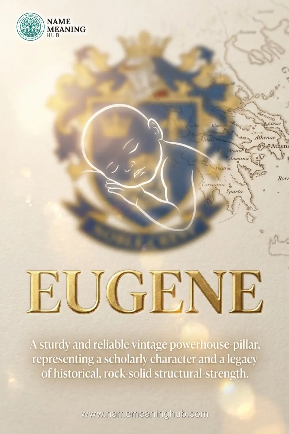 Meaning of the name Eugene: A sturdy and reliable vintage powerhouse-pillar, representing a scholarly character and a legacy of historical, rock-solid structural-strength.