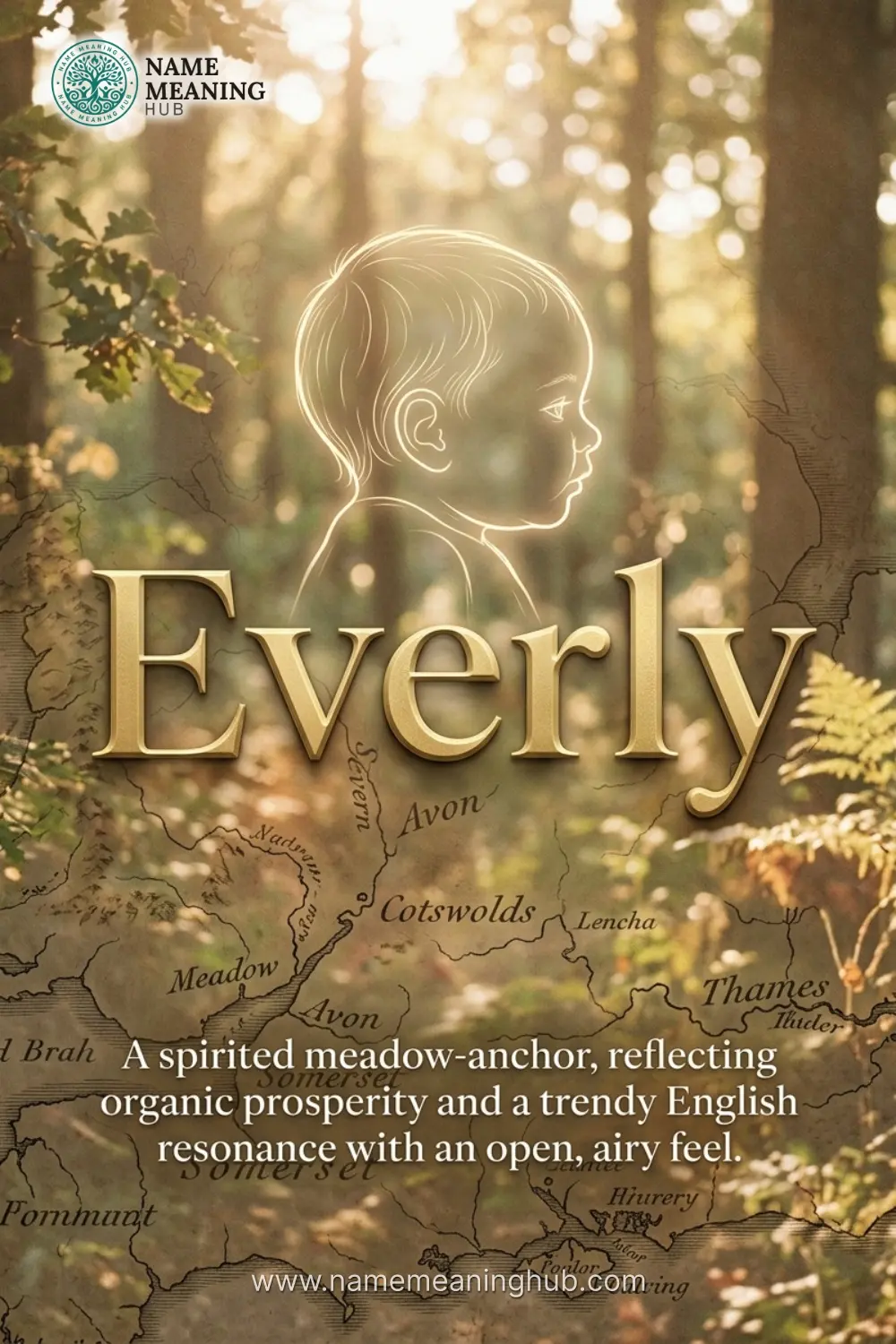 Meaning of the name Everly: A spirited meadow-anchor, reflecting organic prosperity and a trendy English resonance with an open, airy feel.