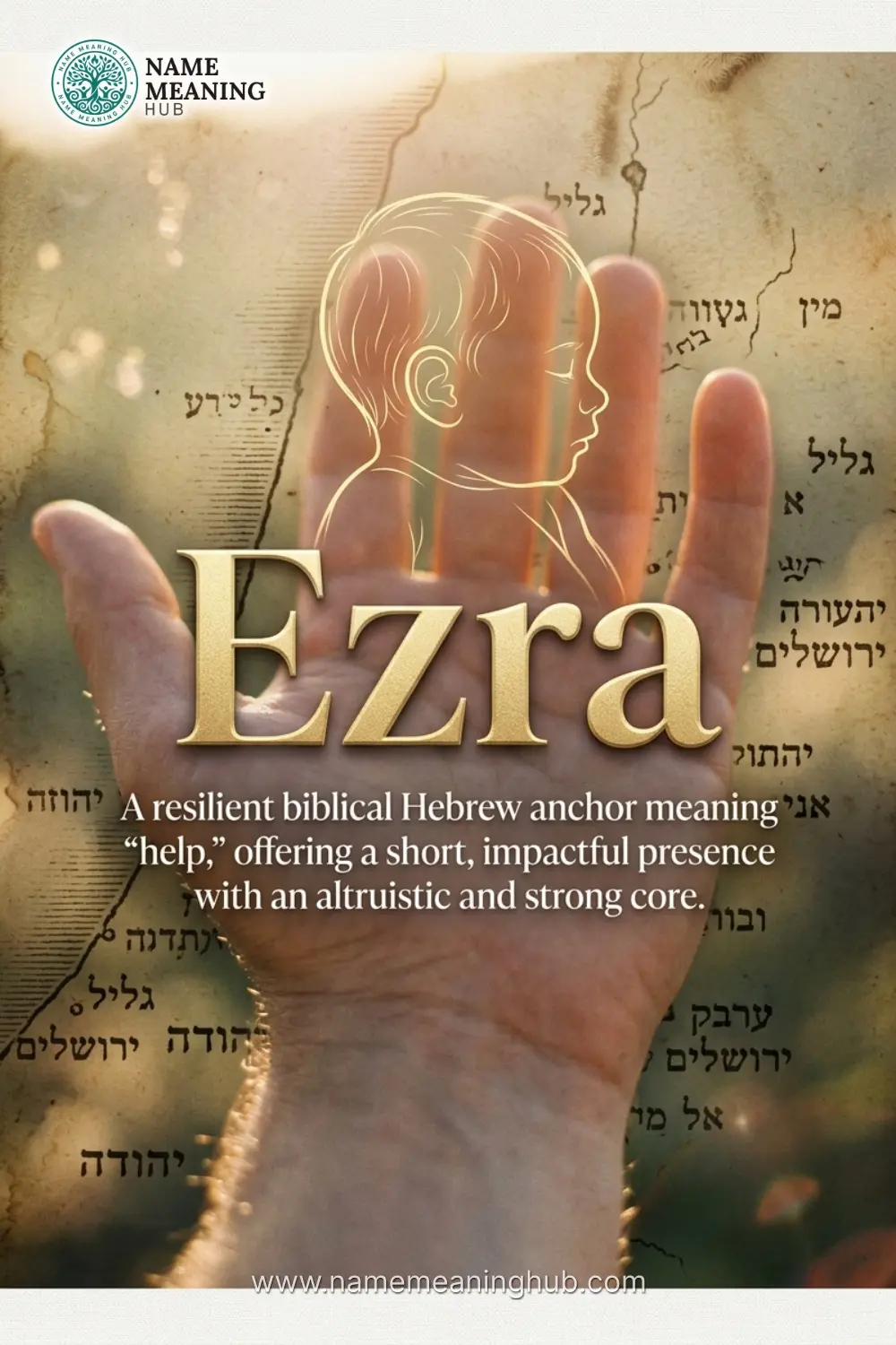 Meaning of the name Ezra: A resilient biblical Hebrew anchor meaning "help," offering a short, impactful presence with an altruistic and strong core.