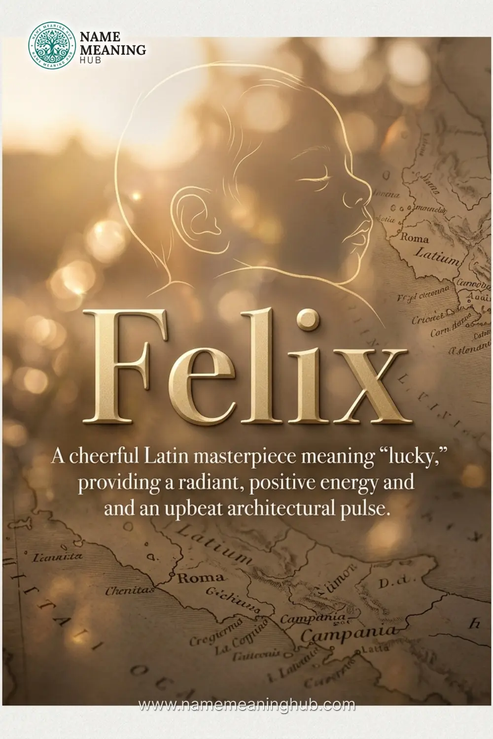 Meaning of the name Felix: A cheerful Latin masterpiece meaning "lucky," providing a radiant, positive energy and an upbeat architectural pulse.