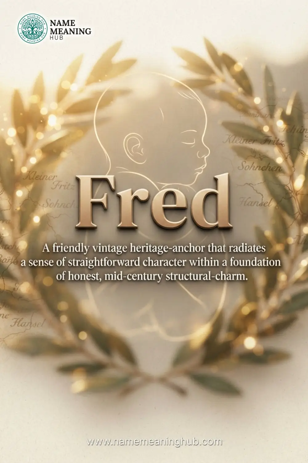 Meaning of the name Fred: A friendly vintage heritage-anchor that radiates a sense of straightforward character within a foundation of honest, mid-century structural-charm.