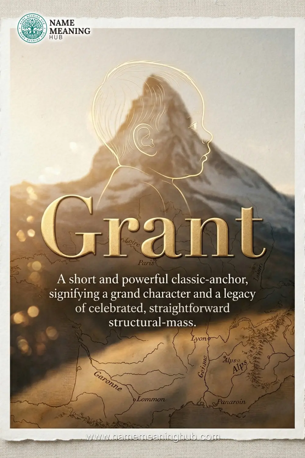 Meaning of the name Grant: A short and powerful classic-anchor, signifying a grand character and a legacy of celebrated, straightforward structural-mass.