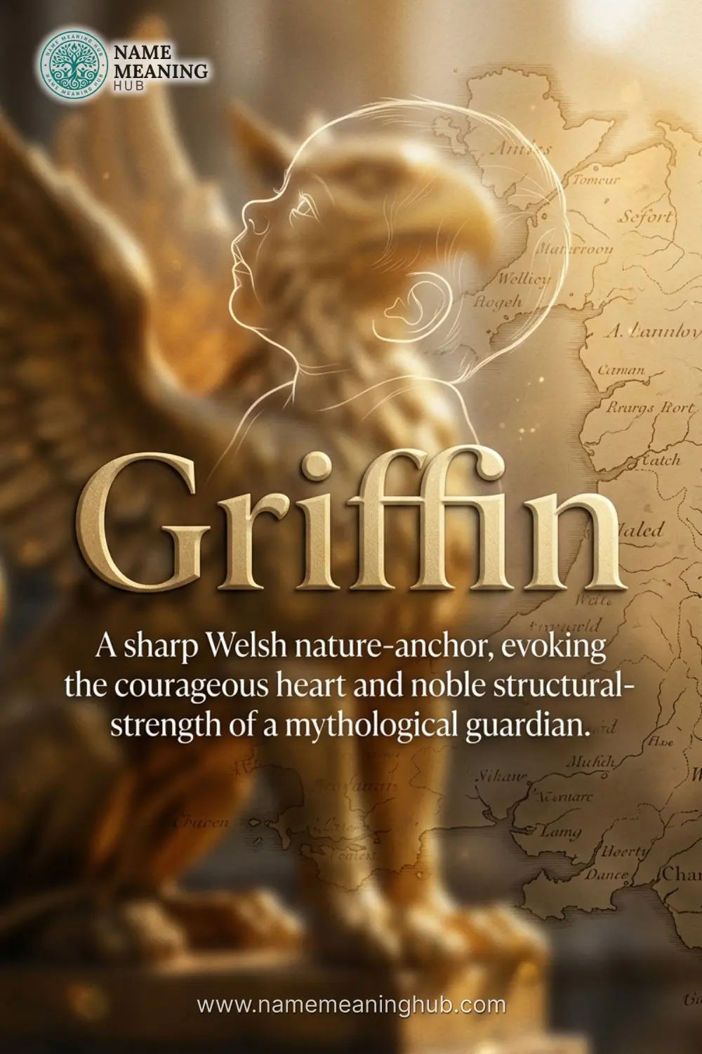 Meaning of the name Griffin: A sharp Welsh nature-anchor, evoking the courageous heart and noble structural-strength of a mythological guardian.