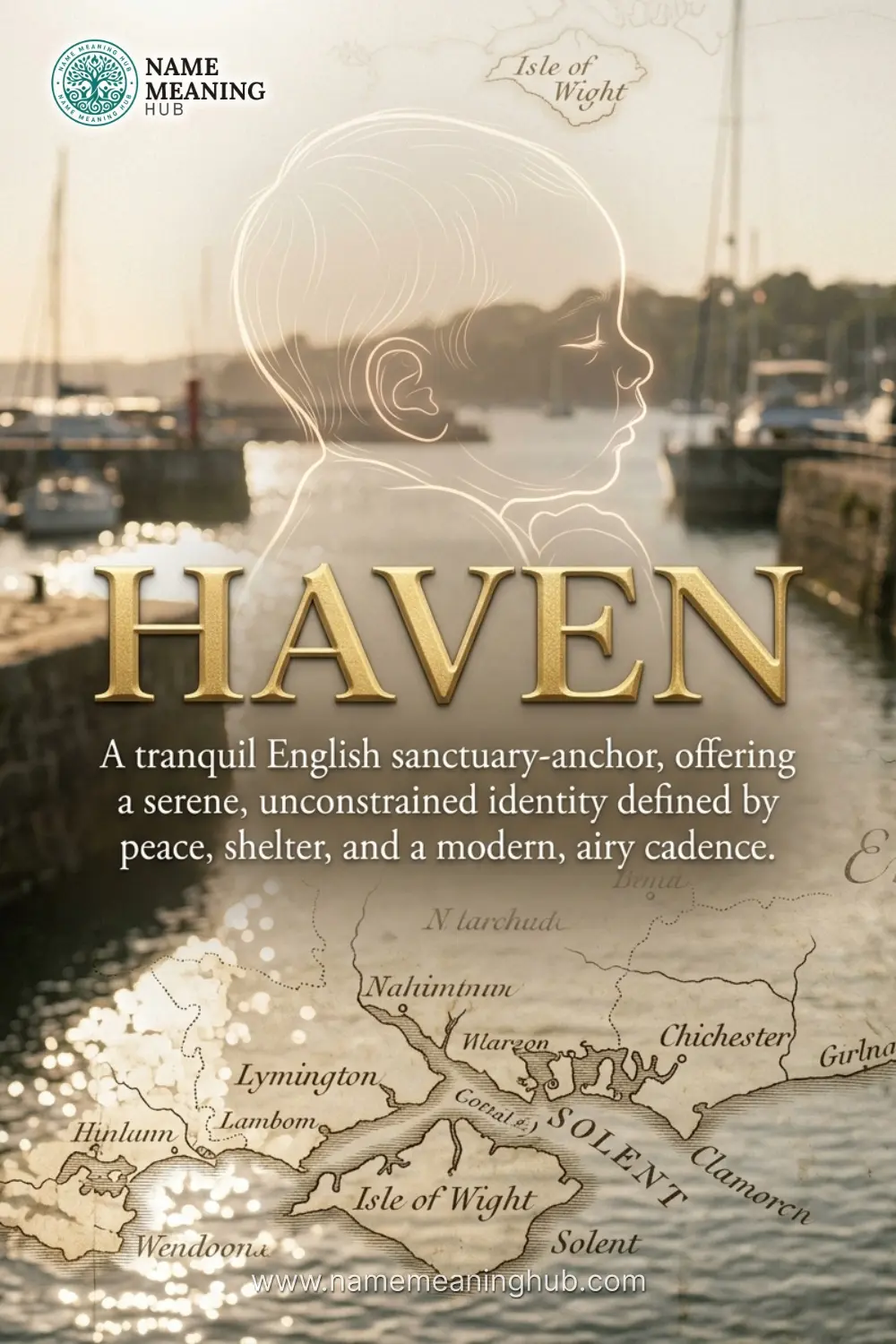 Meaning of the name Haven: A tranquil English sanctuary-anchor, offering a serene, unconstrained identity defined by peace, shelter, and a modern, airy cadence.
