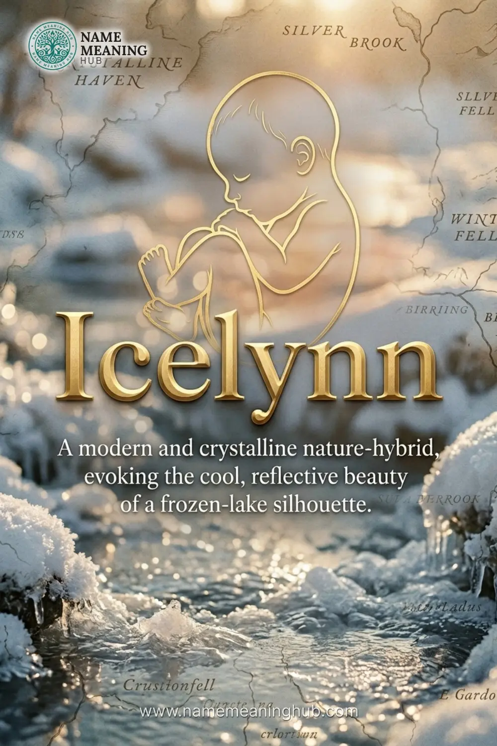 Meaning of the name Icelynn: A modern and crystalline nature-hybrid, evoking the cool, reflective beauty of a frozen-lake silhouette.