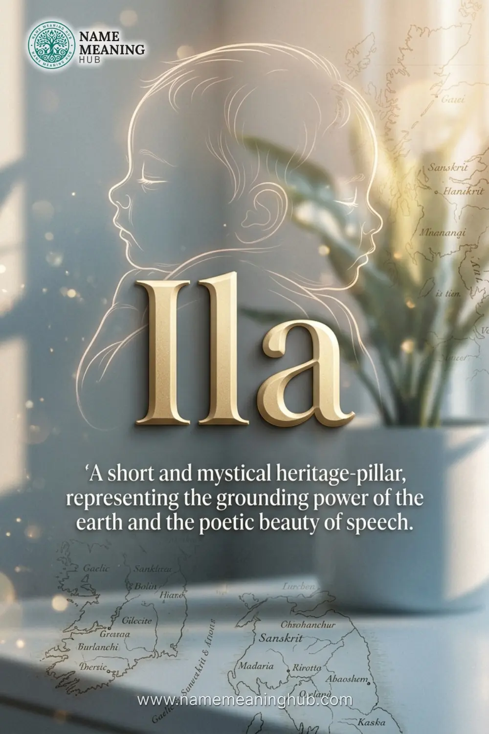 Meaning of the name Ila: A short and mystical heritage-pillar, representing the grounding power of the earth and the poetic beauty of speech.