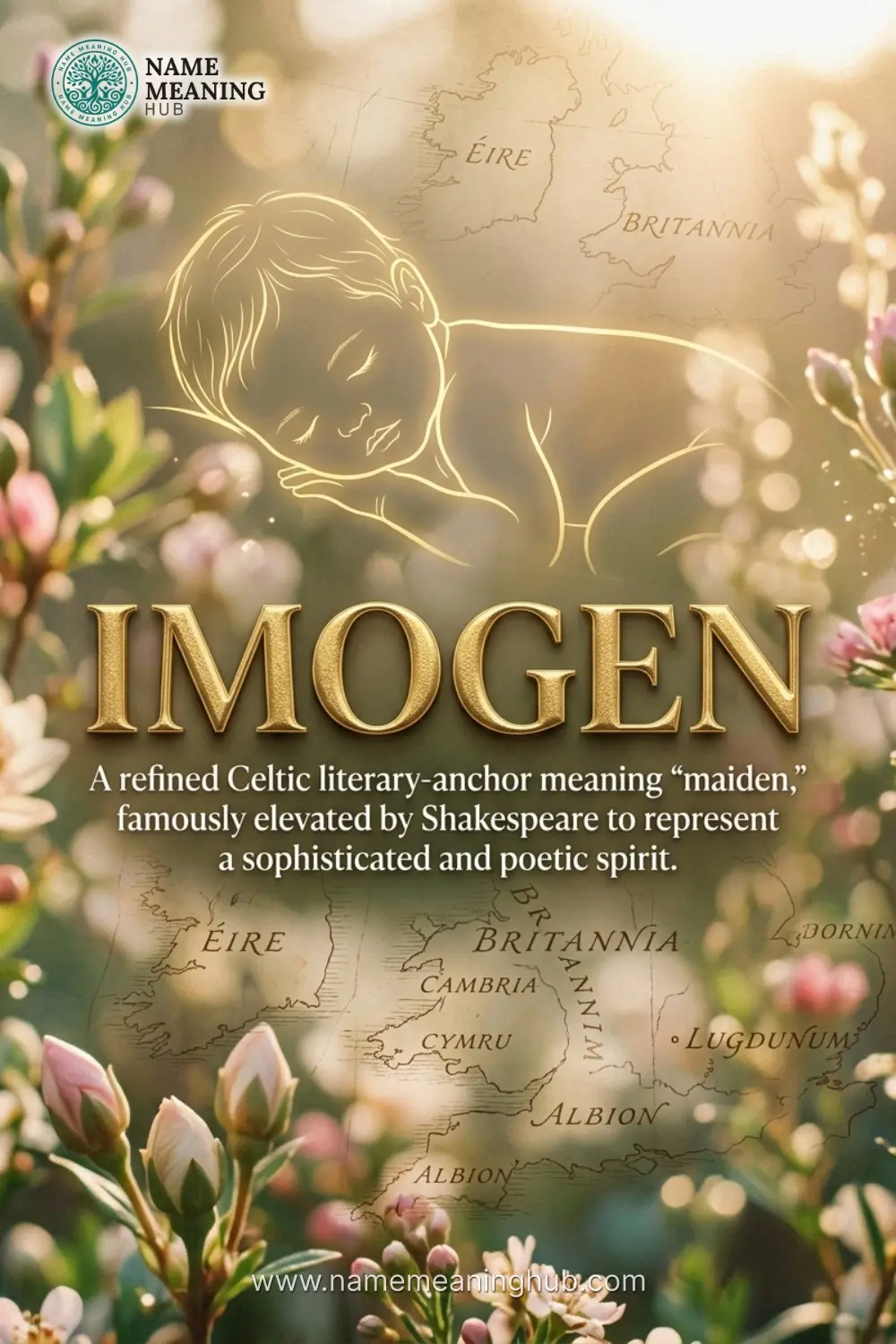 Meaning of the name Imogen: A refined Celtic literary-anchor meaning "maiden," famously elevated by Shakespeare to represent a sophisticated and poetic spirit.