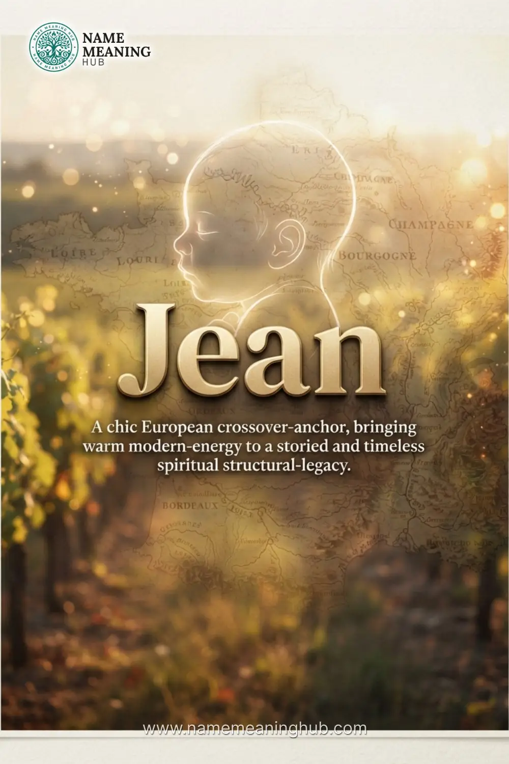 Meaning of the name Jean: A chic European crossover-anchor, bringing warm modern-energy to a storied and timeless spiritual structural-legacy.