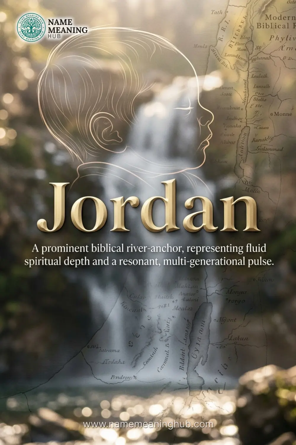 Meaning of the name Jordan: A prominent biblical river-anchor, representing fluid spiritual depth and a resonant, multi-generational pulse.