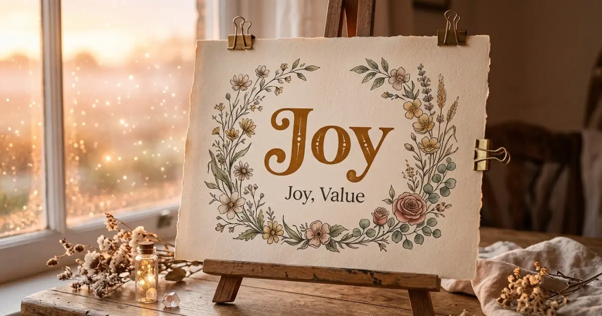 Joy meaning themes: joy, value