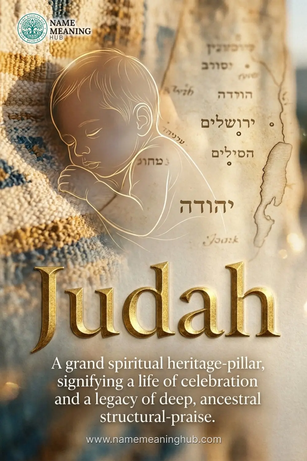 Meaning of the name Judah: A grand spiritual heritage-pillar, signifying a life of celebration and a legacy of deep, ancestral structural-praise.