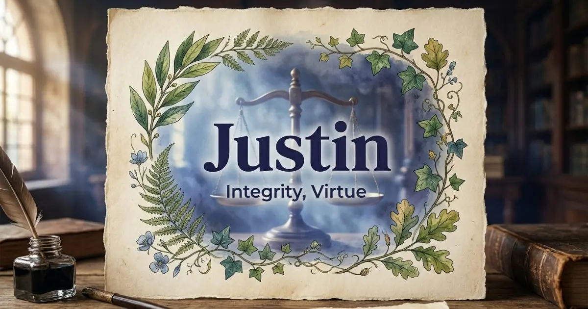 Justin meaning themes: integrity, virtue