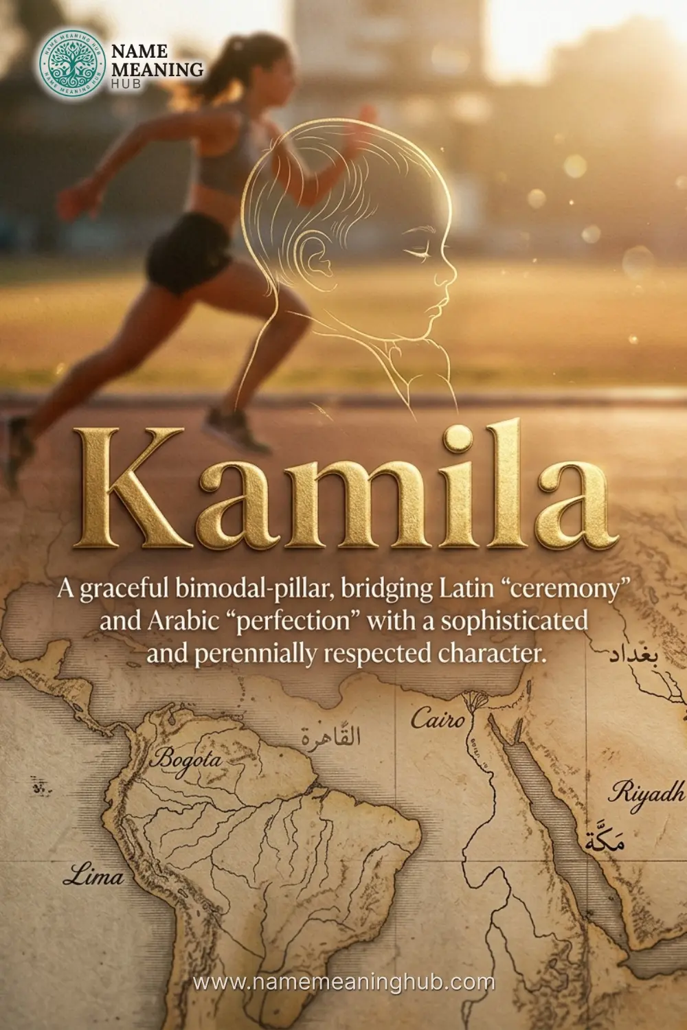 Meaning of the name Kamila: A graceful bimodal-pillar, bridging Latin "ceremony" and Arabic "perfection" with a sophisticated and perennially respected character.
