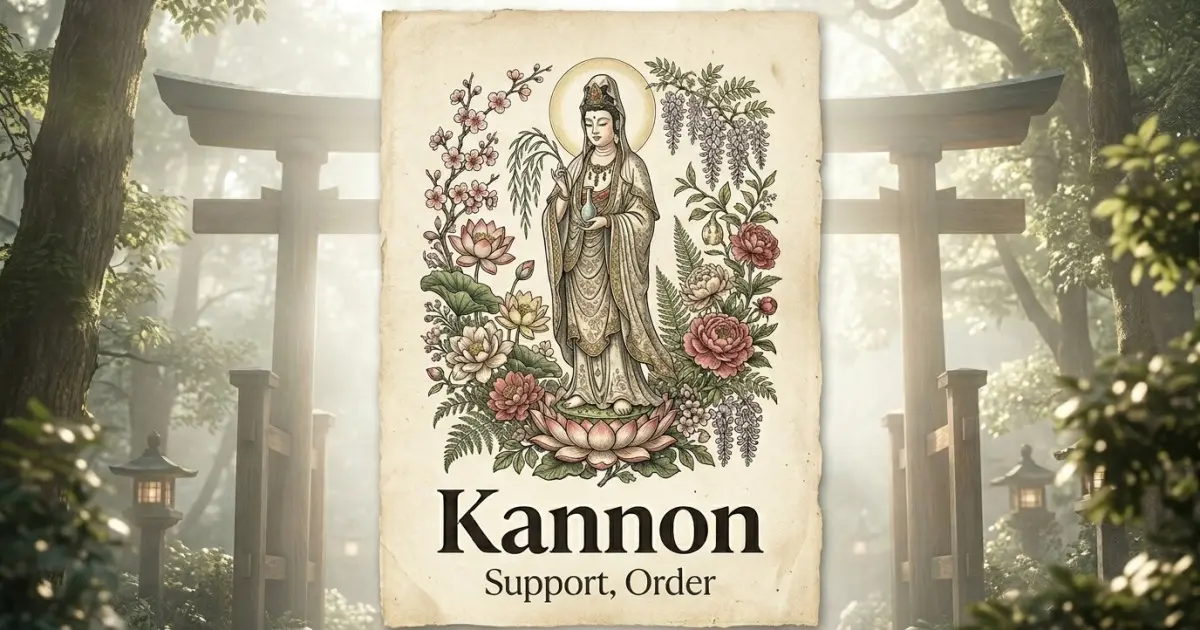 Kannon meaning themes: support, order