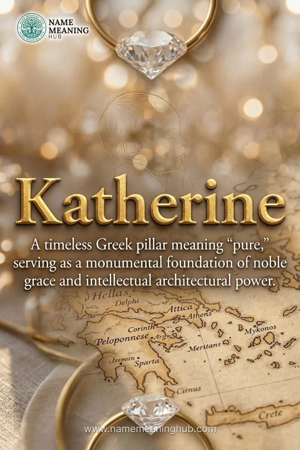 Meaning of the name Katherine: A timeless Greek pillar meaning "pure," serving as a monumental foundation of noble grace and intellectual architectural power.
