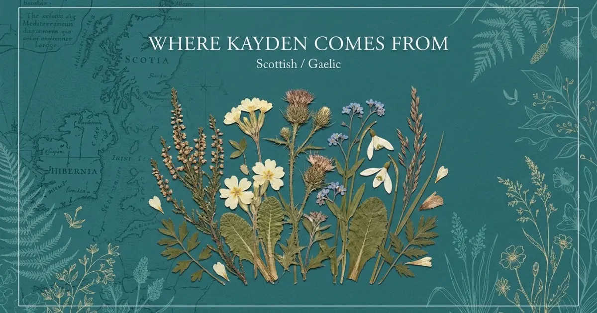 The name Kayden comes from: Scottish / Gaelic