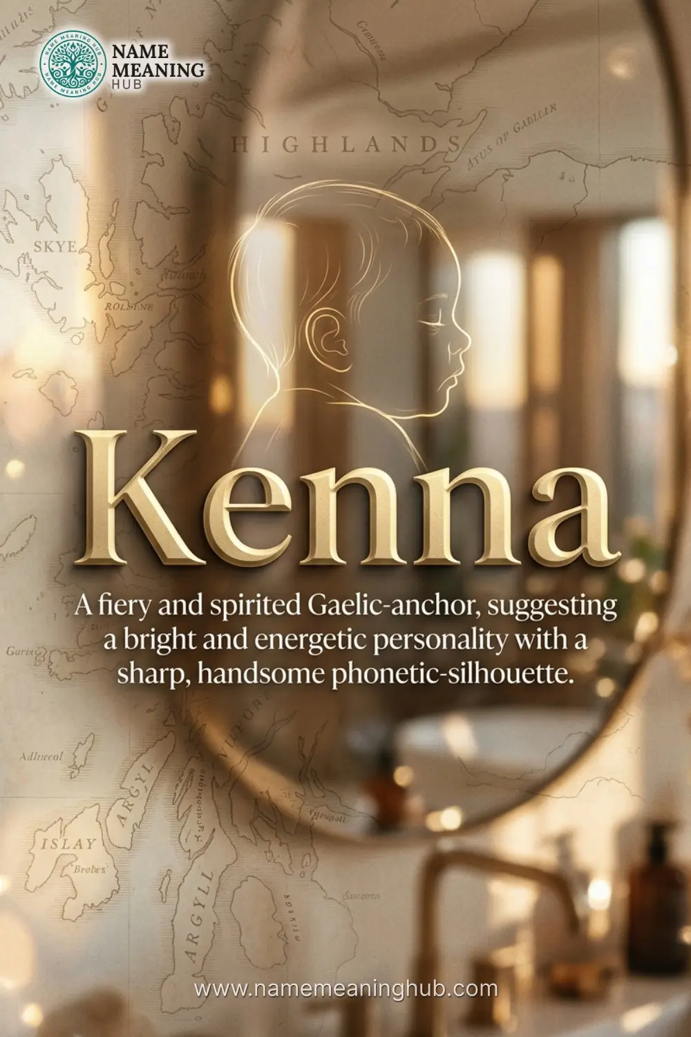 Meaning of the name Kenna: A fiery and spirited Gaelic-anchor, suggesting a bright and energetic personality with a sharp, handsome phonetic-silhouette.