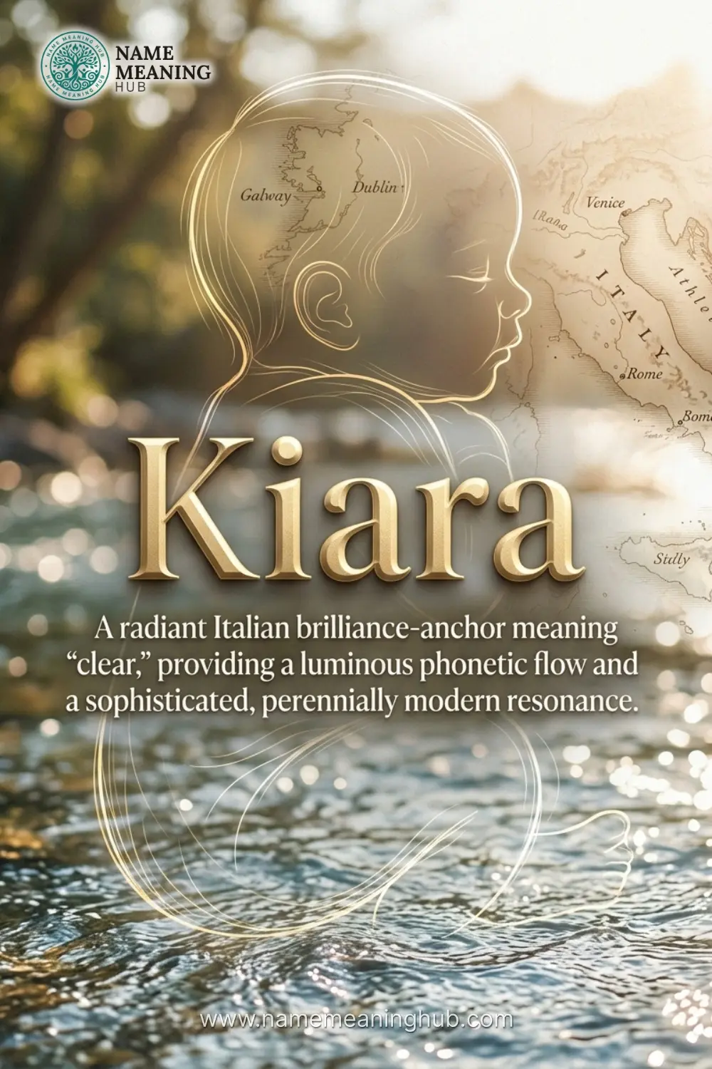 Meaning of the name Kiara: A radiant Italian brilliance-anchor meaning "clear," providing a luminous phonetic flow and a sophisticated, perennially modern resonance.