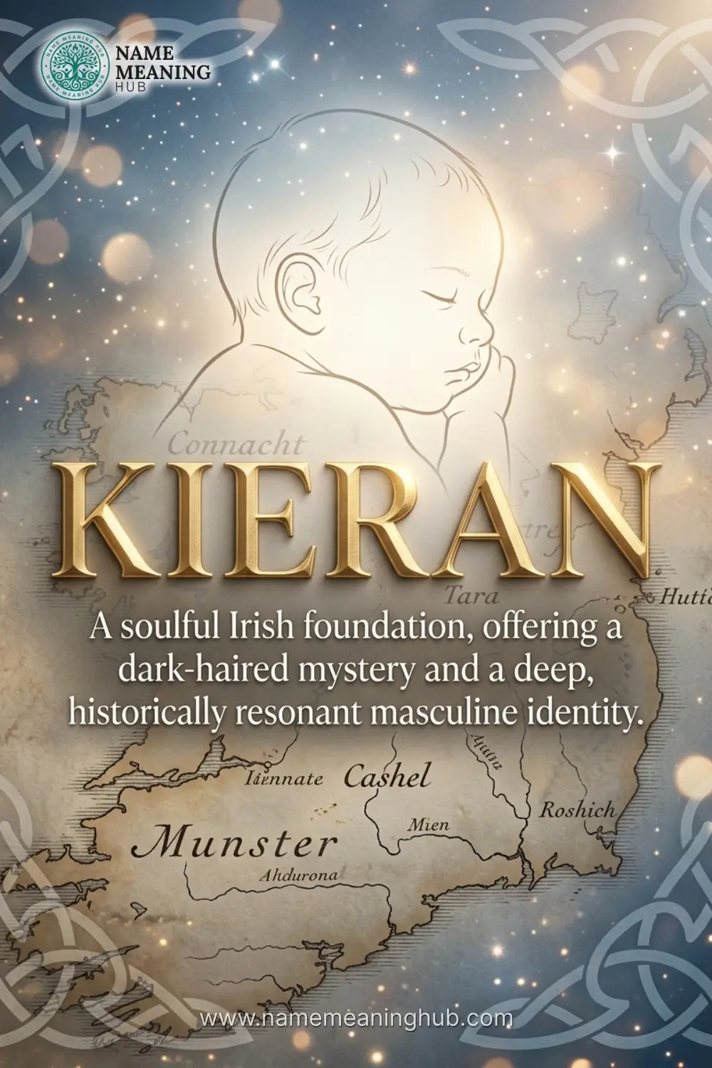 Meaning of the name Kieran: A soulful Irish foundation, offering a dark-haired mystery and a deep, historically resonant masculine identity.