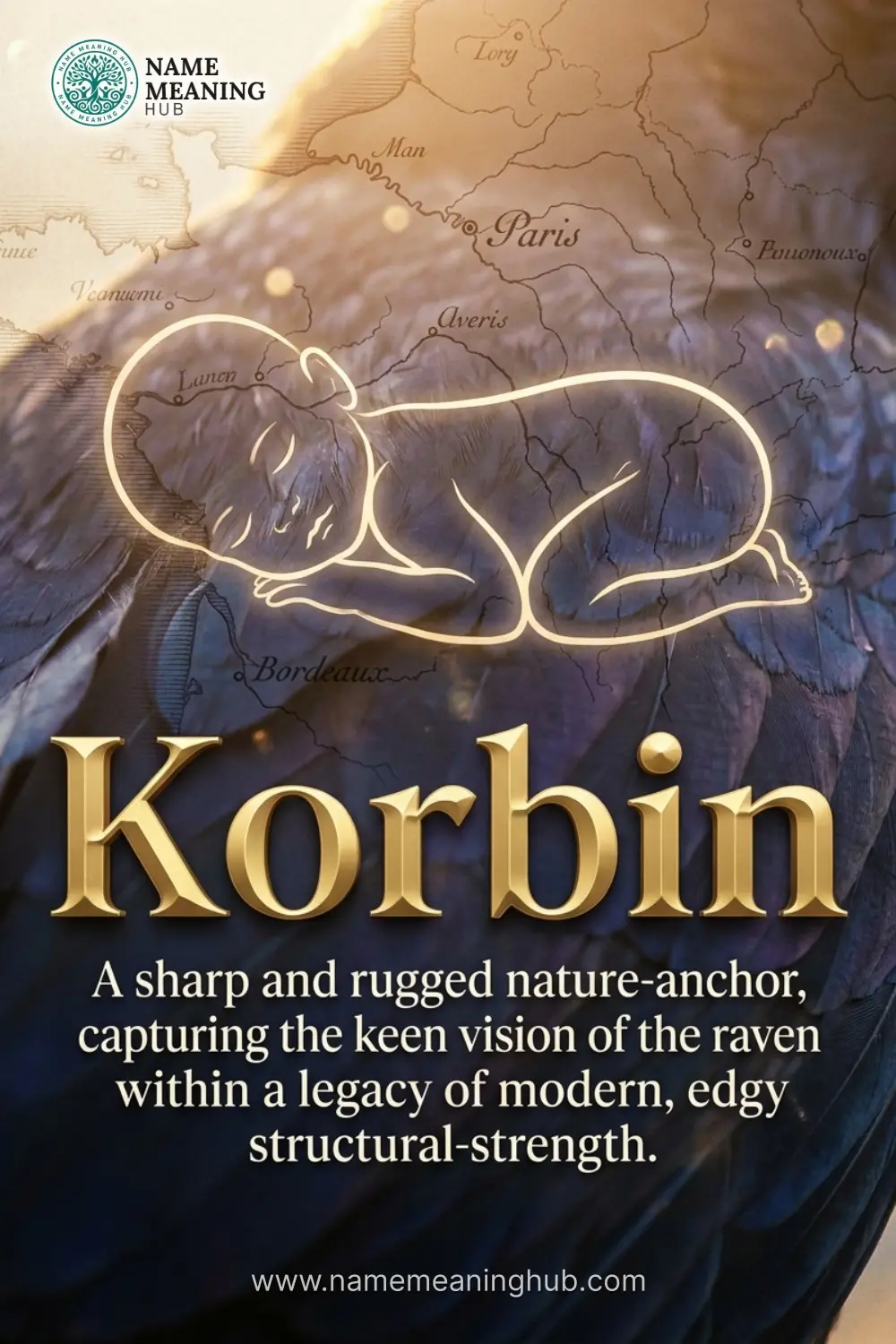 Meaning of the name Korbin: A sharp and rugged nature-anchor, capturing the keen vision of the raven within a legacy of modern, edgy structural-strength.