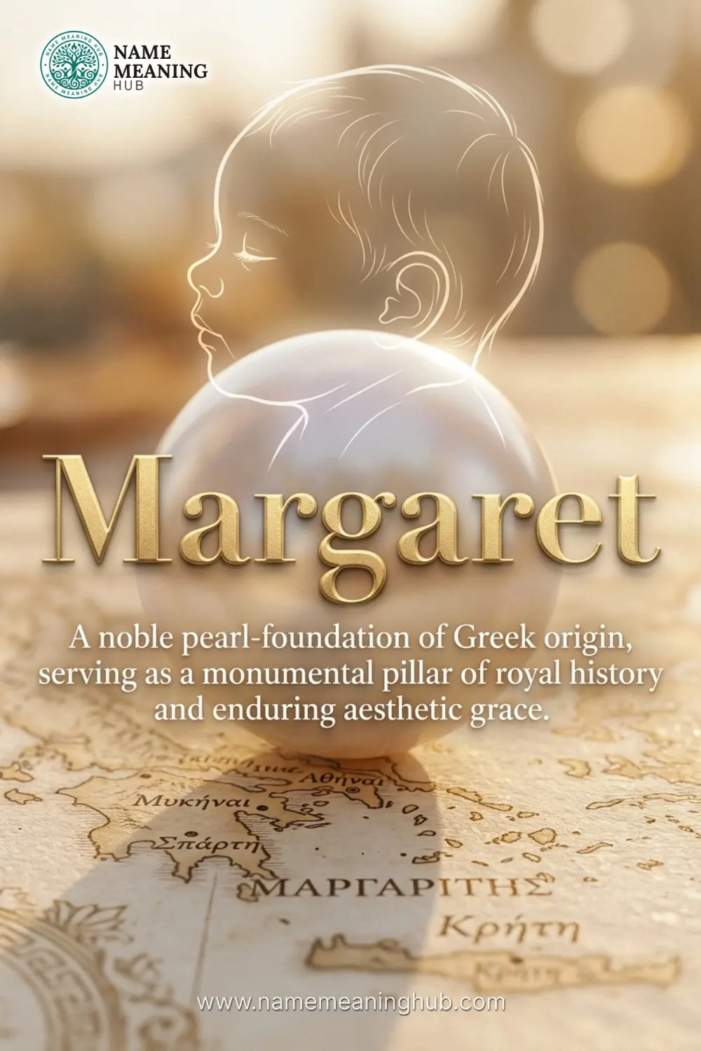 Meaning of the name Margaret: A noble pearl-foundation of Greek origin, serving as a monumental pillar of royal history and enduring aesthetic grace.