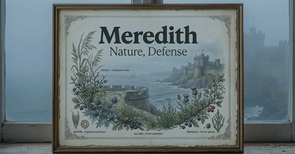 Meredith meaning themes: nature, defense