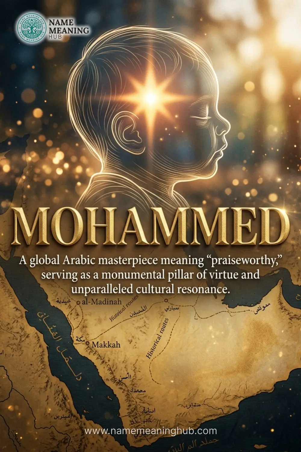 Meaning of the name Mohammed: A global Arabic masterpiece meaning "praiseworthy," serving as a monumental pillar of virtue and unparalleled cultural resonance.