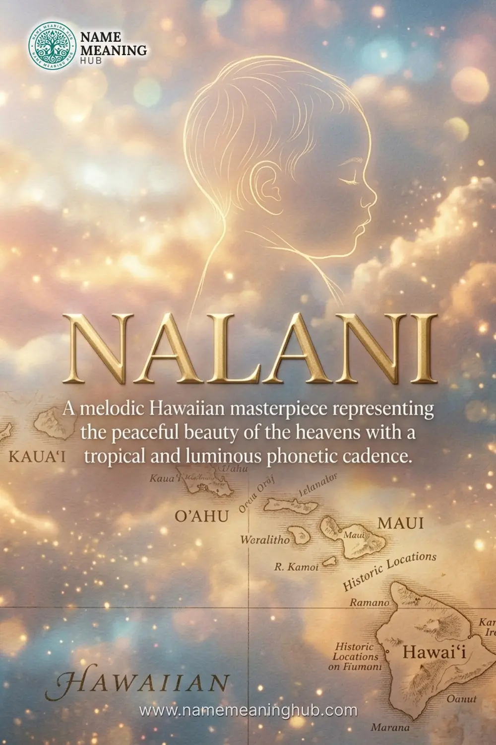 Meaning of the name Nalani: A melodic Hawaiian masterpiece representing the peaceful beauty of the heavens with a tropical and luminous phonetic cadence.