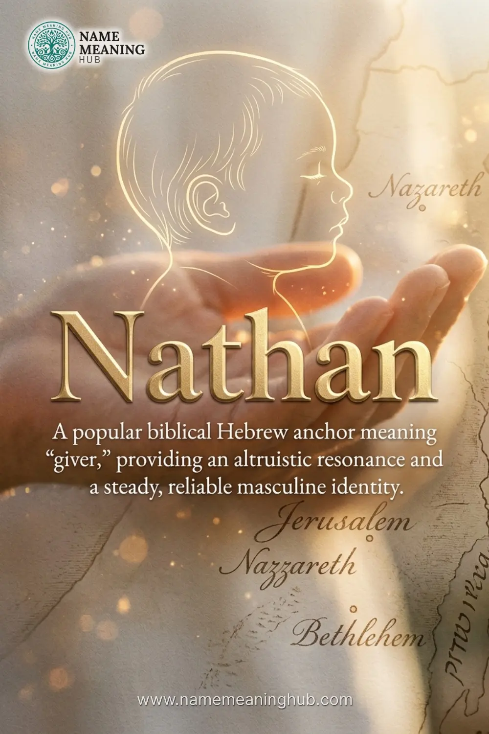 Meaning of the name Nathan: A popular biblical Hebrew anchor meaning "giver," providing an altruistic resonance and a steady, reliable masculine identity.