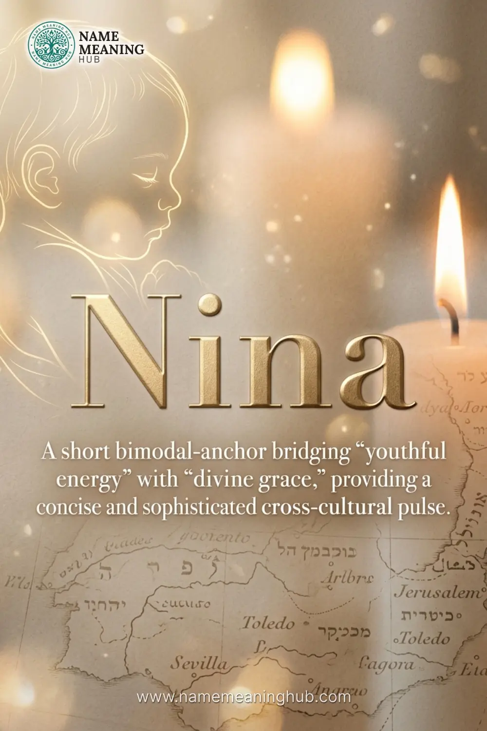 Meaning of the name Nina: A short bimodal-anchor bridging "youthful energy" with "divine grace," providing a concise and sophisticated cross-cultural pulse.