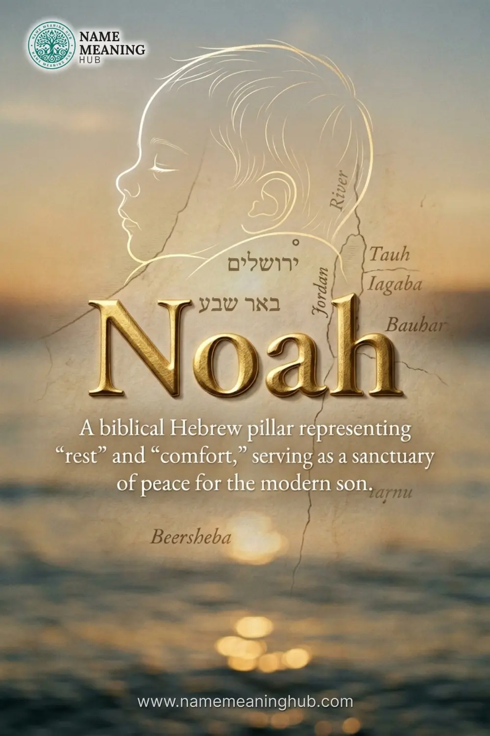 Meaning of the name Noah: A biblical Hebrew pillar representing "rest" and "comfort," serving as a sanctuary of peace for the modern son.