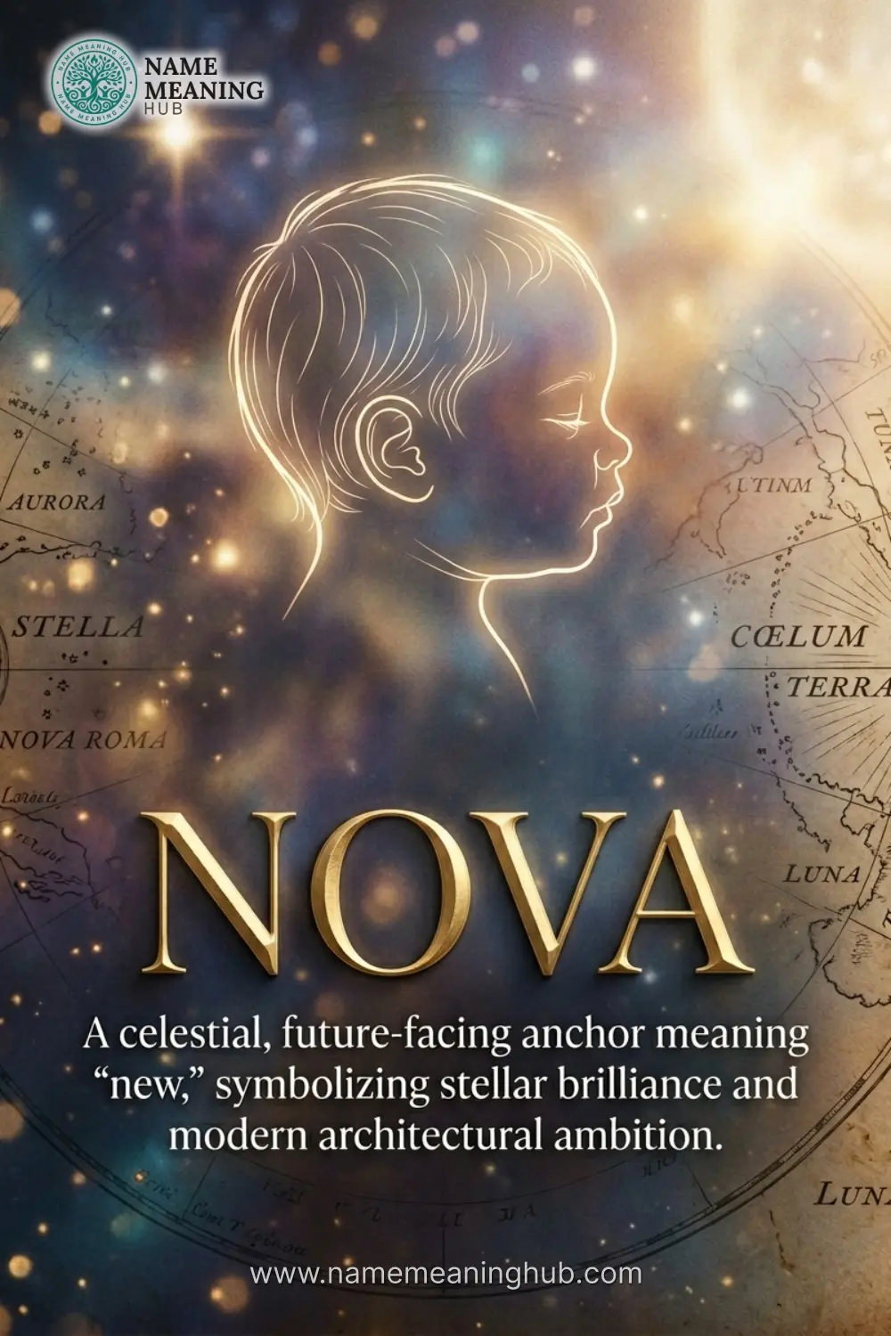 Meaning of the name Nova: A celestial, future-facing anchor meaning "new," symbolizing stellar brilliance and modern architectural ambition.