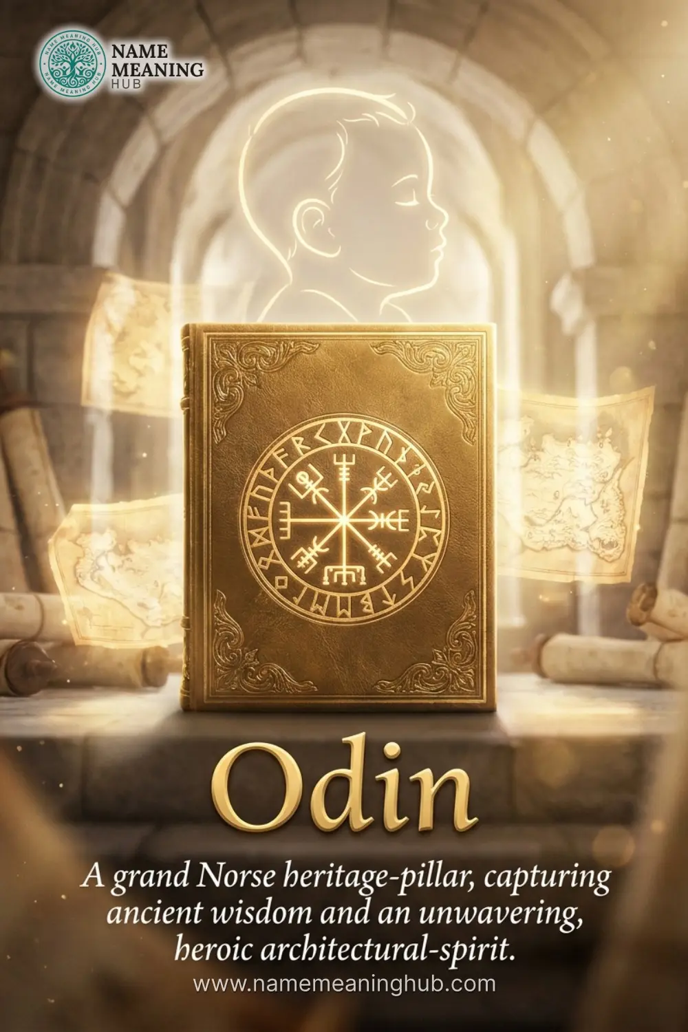 Meaning of the name Odin: A grand Norse heritage-pillar, capturing ancient wisdom and an unwavering, heroic architectural-spirit.