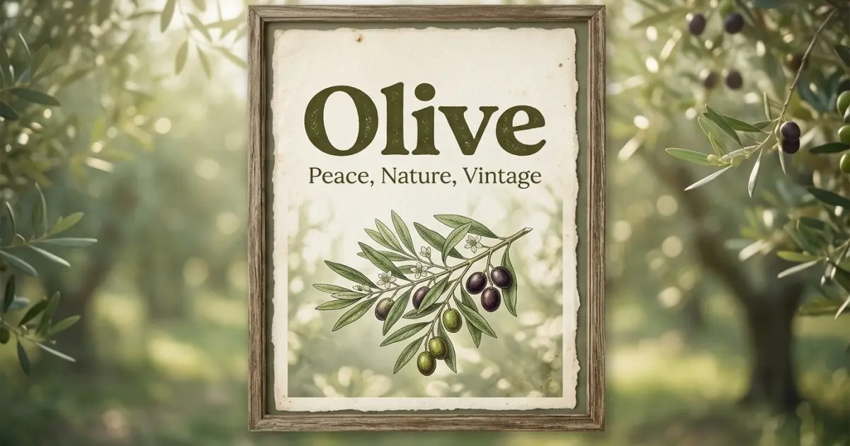 Olive meaning themes: peace, nature, vintage