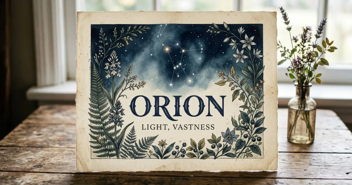 Orion meaning themes: light, vastness