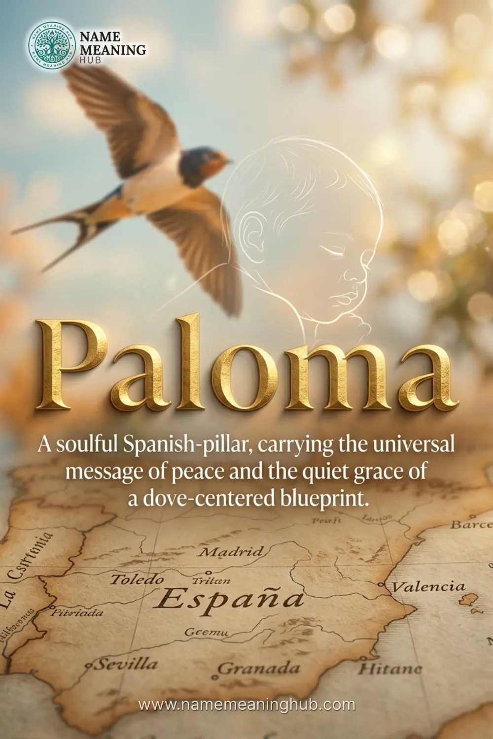 Meaning of the name Paloma: A soulful Spanish-pillar, carrying the universal message of peace and the quiet grace of a dove-centered blueprint.