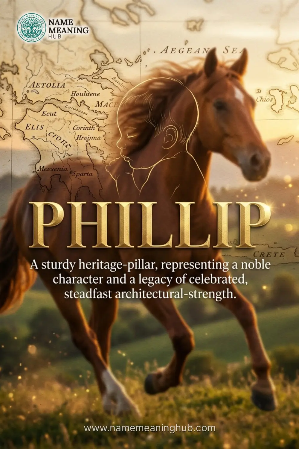 Meaning of the name Phillip: A sturdy heritage-pillar, representing a noble character and a legacy of celebrated, steadfast architectural-strength.
