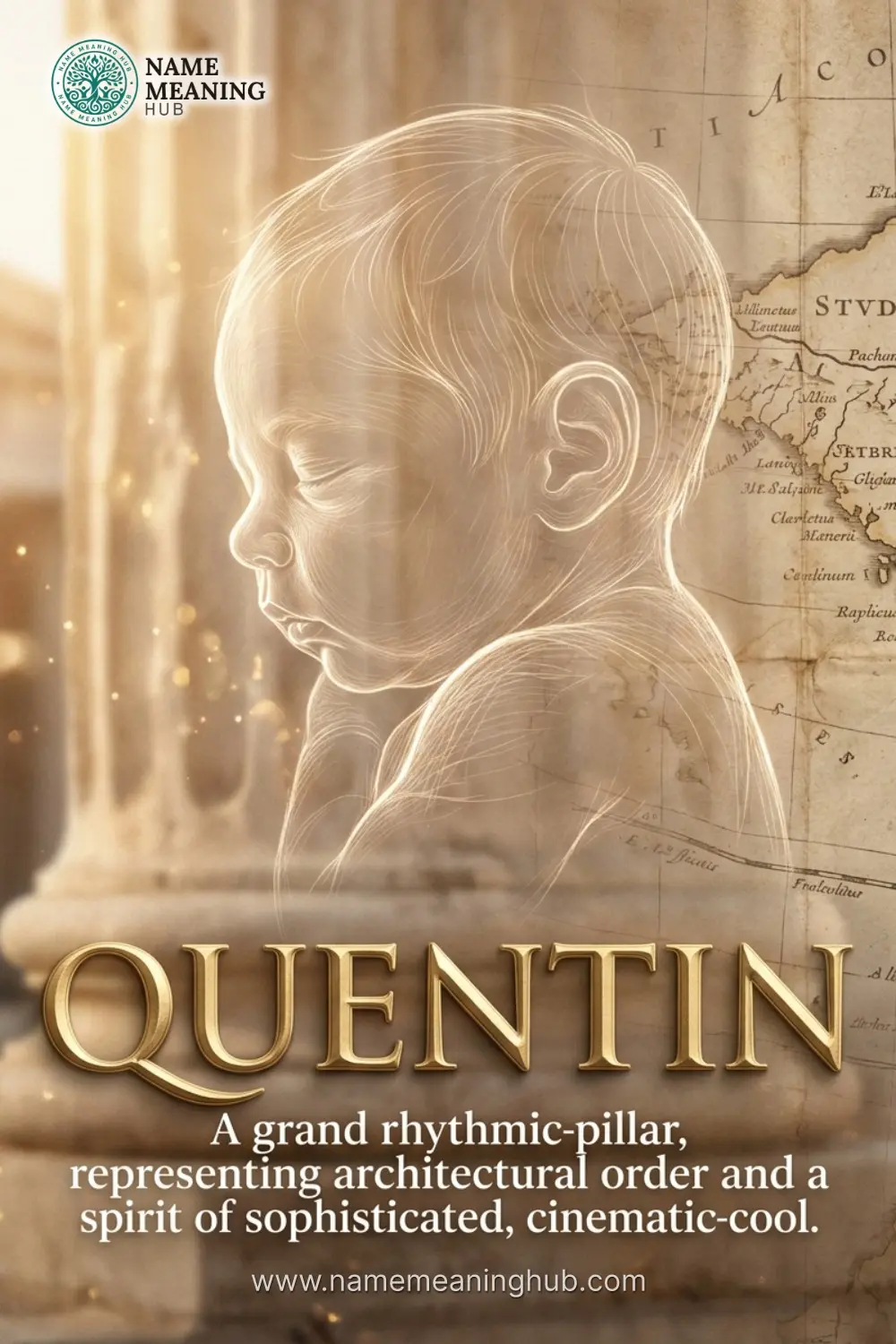 Meaning of the name Quentin: A grand rhythmic-pillar, representing architectural order and a spirit of sophisticated, cinematic-cool.