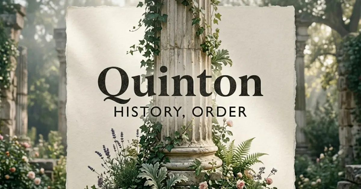 Quinton meaning themes: history, order