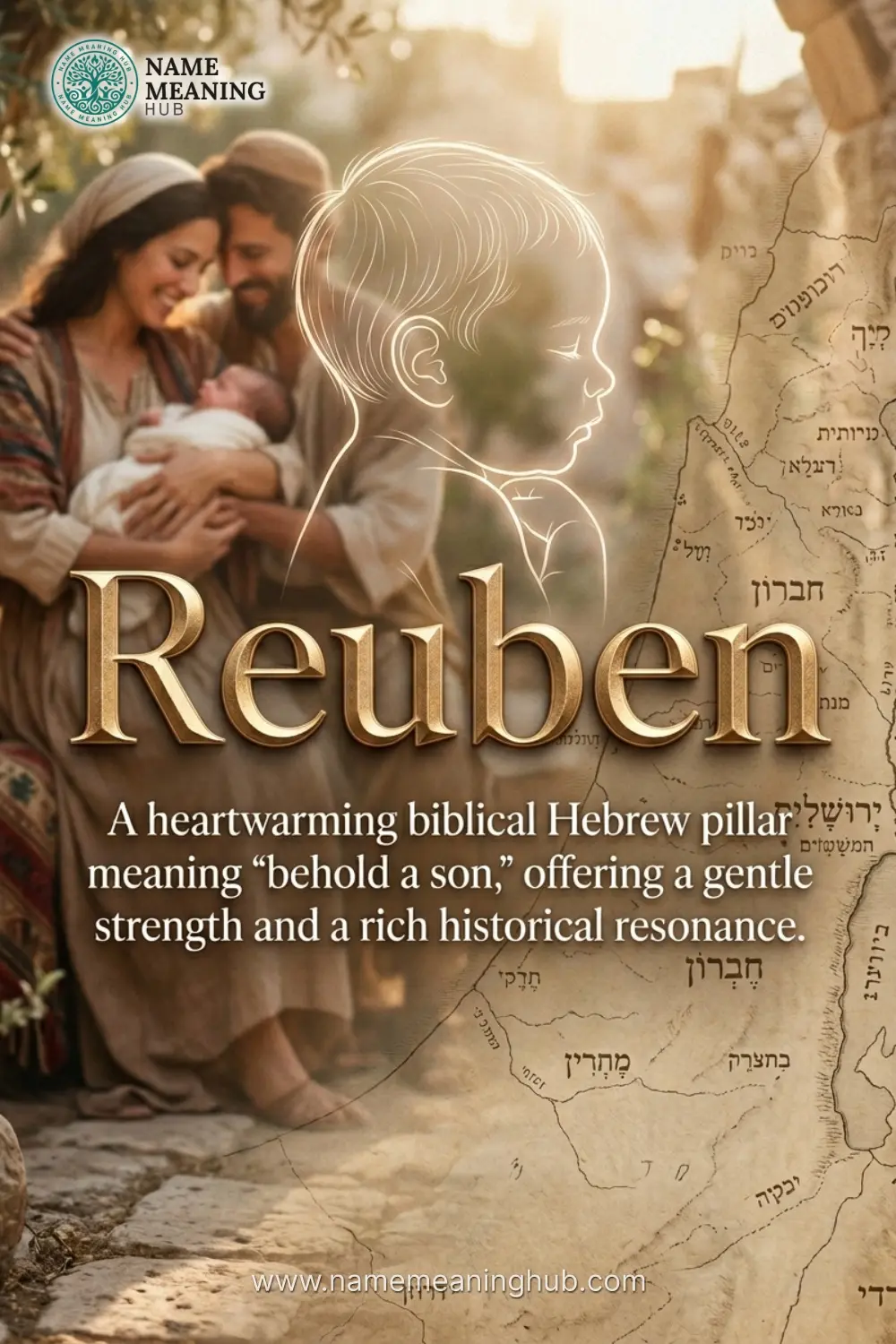 Meaning of the name Reuben: A heartwarming biblical Hebrew pillar meaning "behold a son," offering a gentle strength and a rich historical resonance.