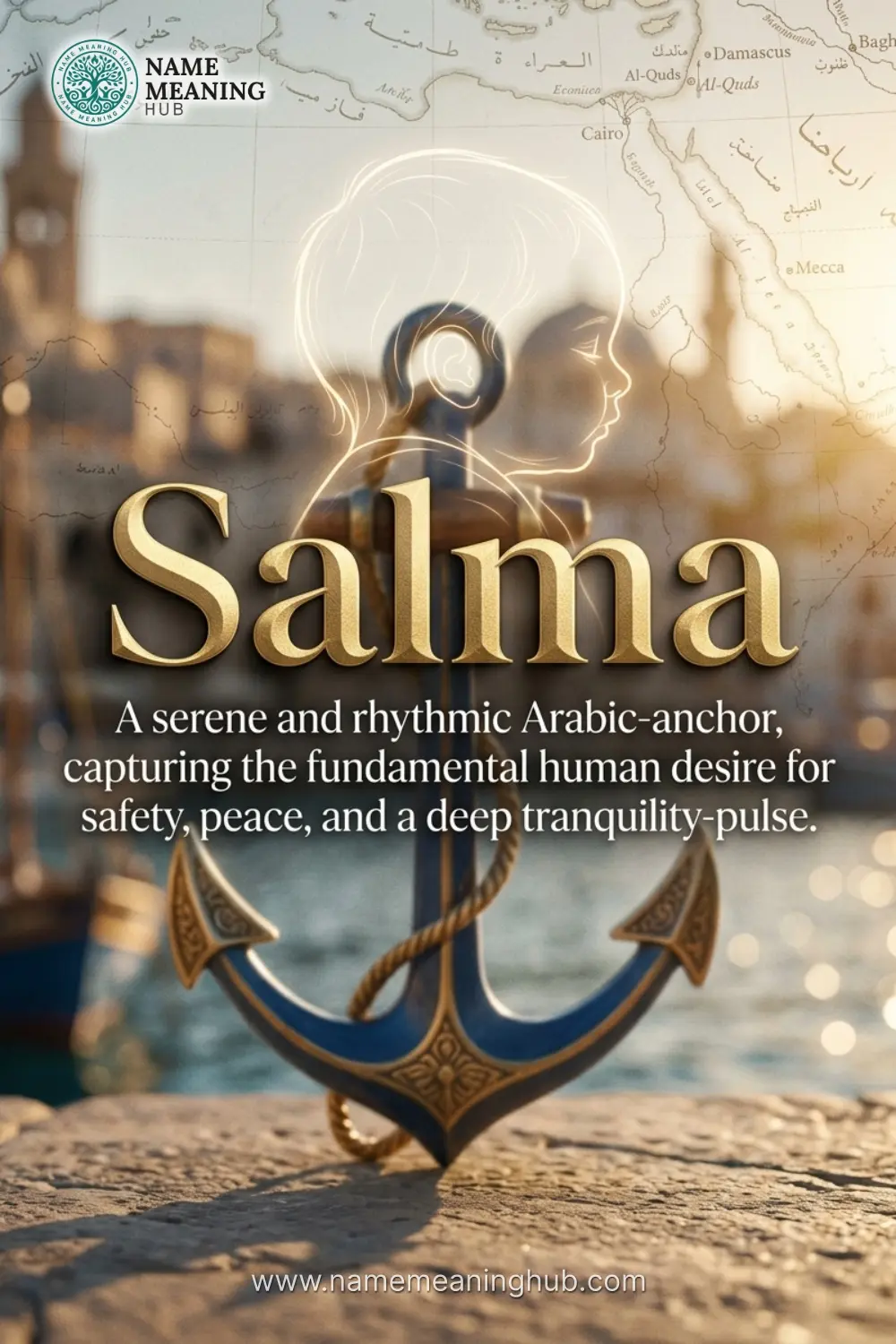 Meaning of the name Salma: A serene and rhythmic Arabic-anchor, capturing the fundamental human desire for safety, peace, and a deep tranquility-pulse.