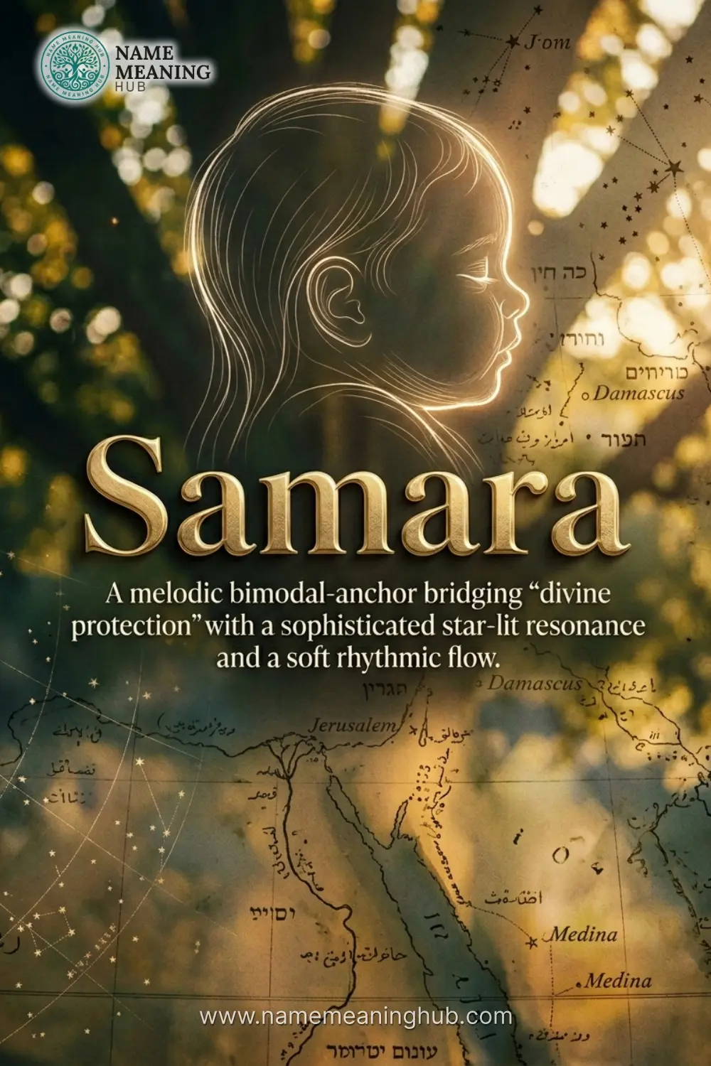 Meaning of the name Samara: A melodic bimodal-anchor bridging "divine protection" with a sophisticated star-lit resonance and a soft rhythmic flow.