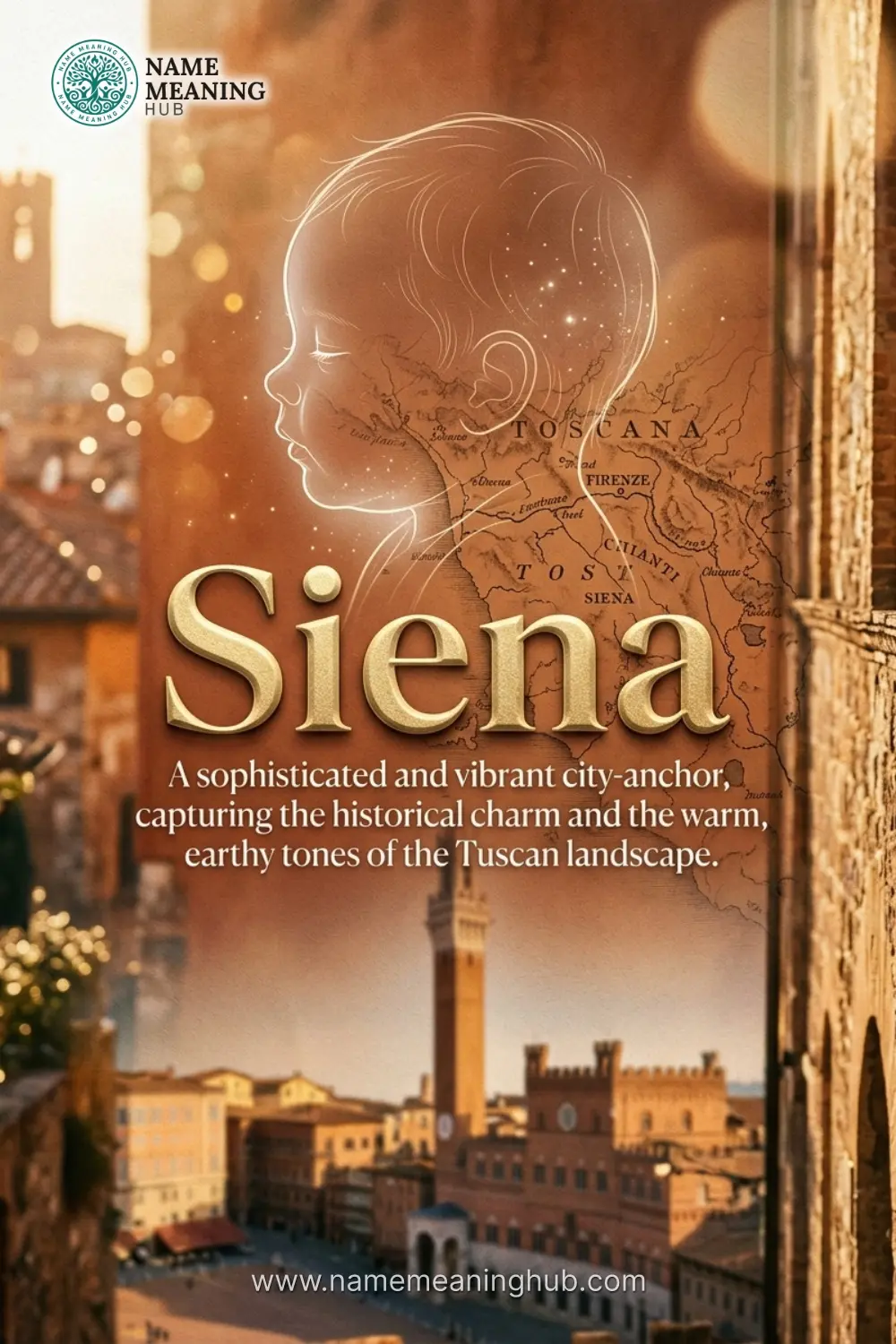 Meaning of the name Siena: A sophisticated and vibrant city-anchor, capturing the historical charm and the warm, earthy tones of the Tuscan landscape.