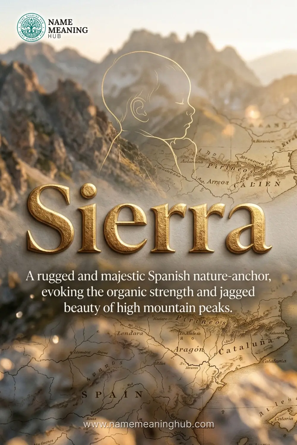 Meaning of the name Sierra: A rugged and majestic Spanish nature-anchor, evoking the organic strength and jagged beauty of high mountain peaks.